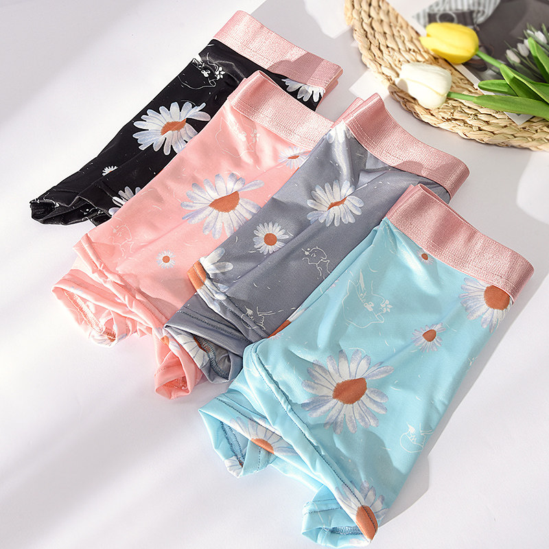 Men's underwear ice silk boxer pants thin section breathable boxer pants youth graphene antibacterial crotch cute new