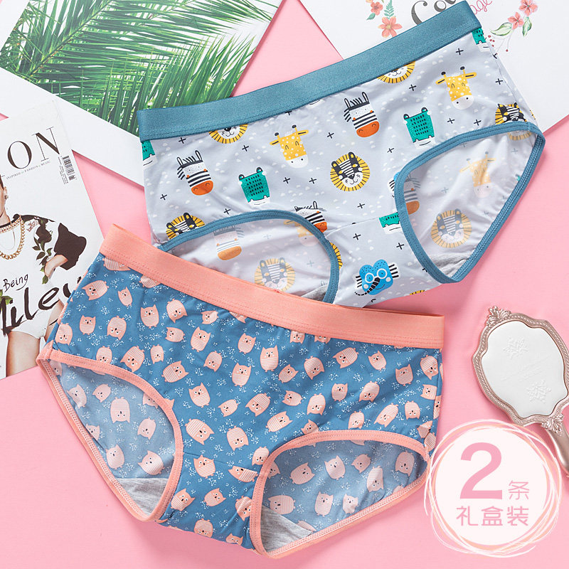 Lady's underwear Girls Triangle pants Ice Sexy Breathable Mid Waist Cute Printed Teenage Girl Pure Cotton Bottom Crotch 2 Dress