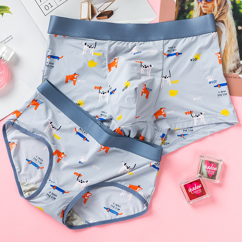 Couple underwear cute double underwear men and women sensory suit summer thin men's horizontal triangle