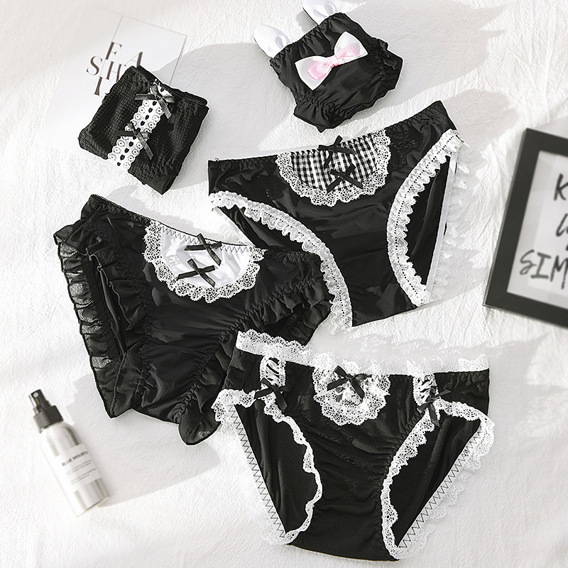 Sexy Ladies Briefs Triangle Pants Lace Super Slim Transparent Fire Hot Seductive Mesh Yarn Less Maid Wind Dark JK Day