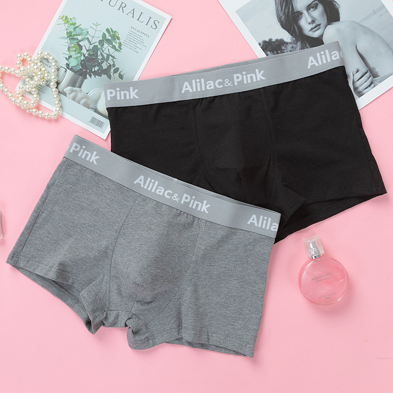 Men's Underwear Pure Cotton Four-corner Pants Personality Trendy Youth Full Cotton Four Corner Pants Head Pure Color Sport Two Clothing