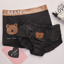 Cute couple underwear cotton suit cartoon bear cub girl briefs mortgage cotton boyshort men