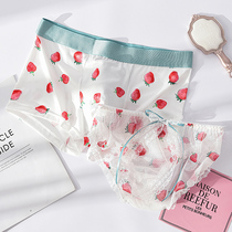 Couple underwear cute thin white Japanese sexy sweet strawberry lace send boyfriend gift girl breathable