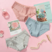 Bow lace cotton underwear women sexy low waist ladies triangle pants girl cotton bottom pants clearance