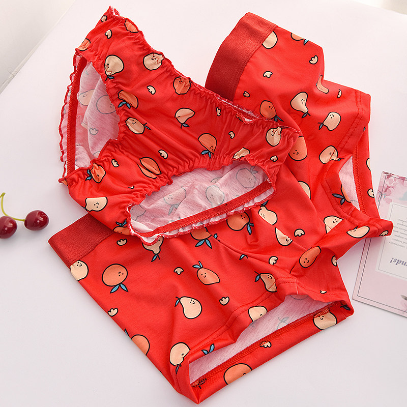 Red couple underwear new year of the year of the tiger a pair of men and women pure cotton cute couple wedding festive shorts head