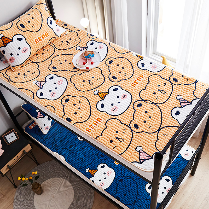 Milk Suede Bed Linen Single Student Dorm Room Single Thickened Quilted Children Bed Bedding Cartoon Winter Plus Suede Anti Slip