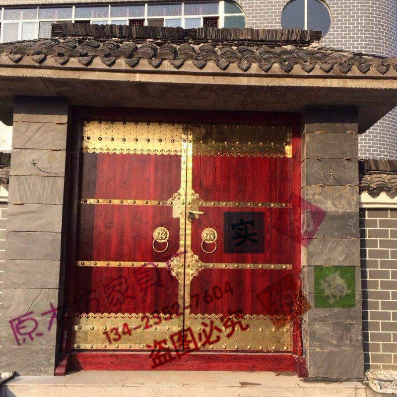 Solid wood imitation ancient Chinese style gate outdoor villa wood gate Village rural entrance door courtyard gate set to do