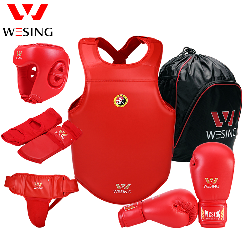 Nine Days Mountain Sanda Protective Gear Full set of professional fighting training protective gear six-piece set of adult boxing protective gear set