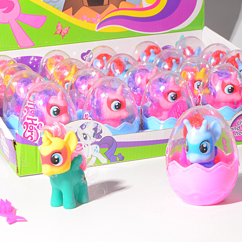 Excellent party pinata filler rainbow pony comb New pinata filled egg-shaped toy can be rotated