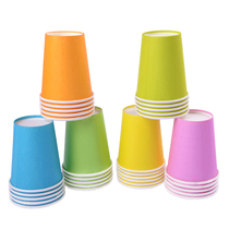 Holiday paper cup birthday party supplies drinking water Cup disposable environmental protection thick monochrome yellow orange blue green 6 pack