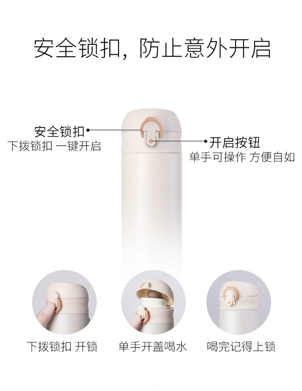 Mặt cốc nam và nữ thép không gỉ 316 sinh viên văn học Hàn Quốc đơn giản in dung lượng lớn cốc nước cầm tay - Tách bình giữ nhiệt inox