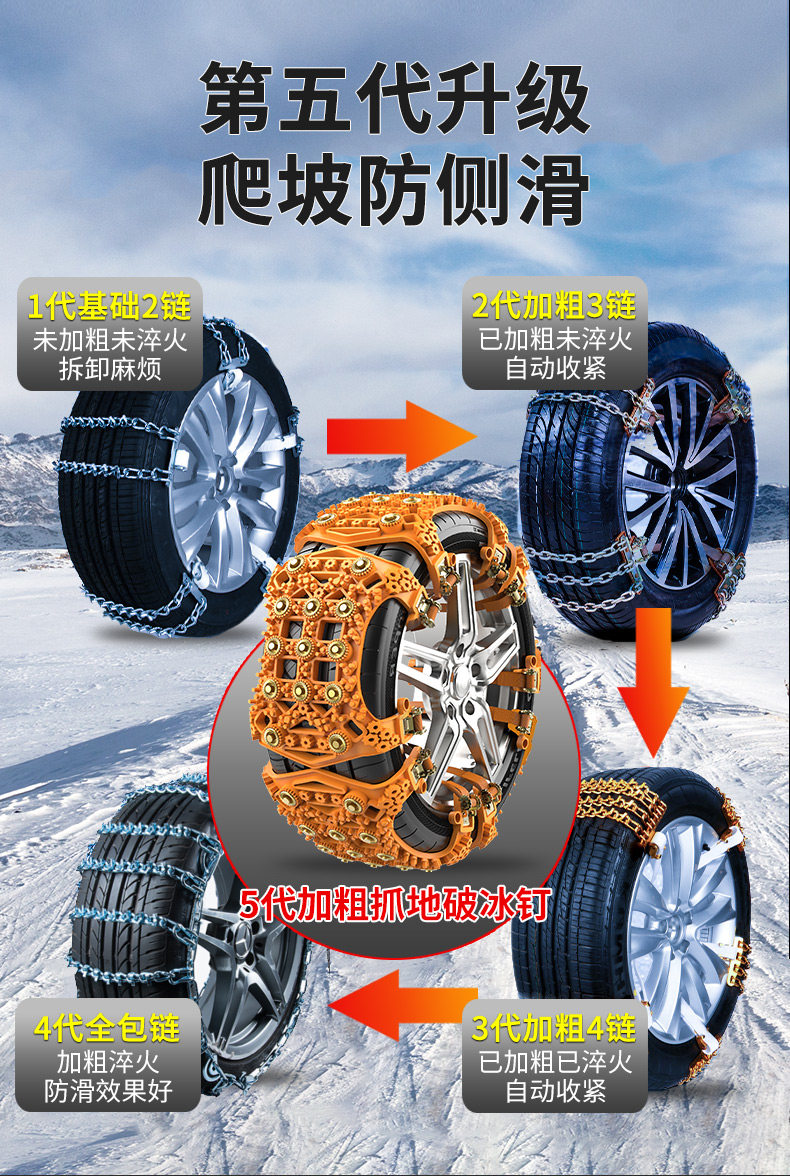 German car anti-skid strip, universal new model for SUVs and sedans, automatic tire tightening, track-type snow anti-skid