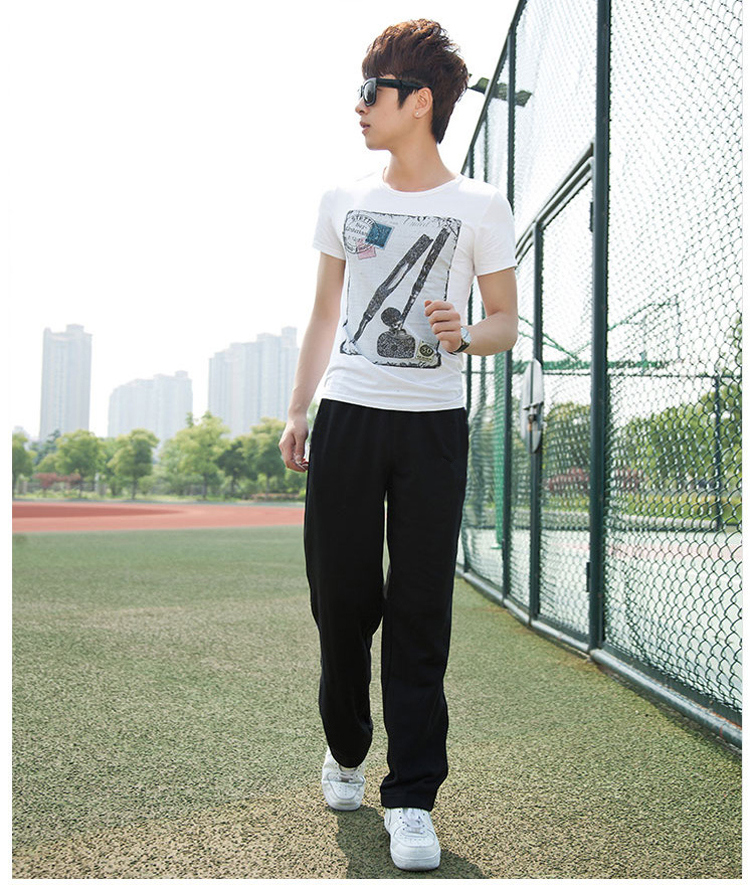 Mùa thu và mùa đông cộng với quần nhung dày thể thao nam và nữ thẳng vải cotton giản dị học sinh chạy quần baggy nam