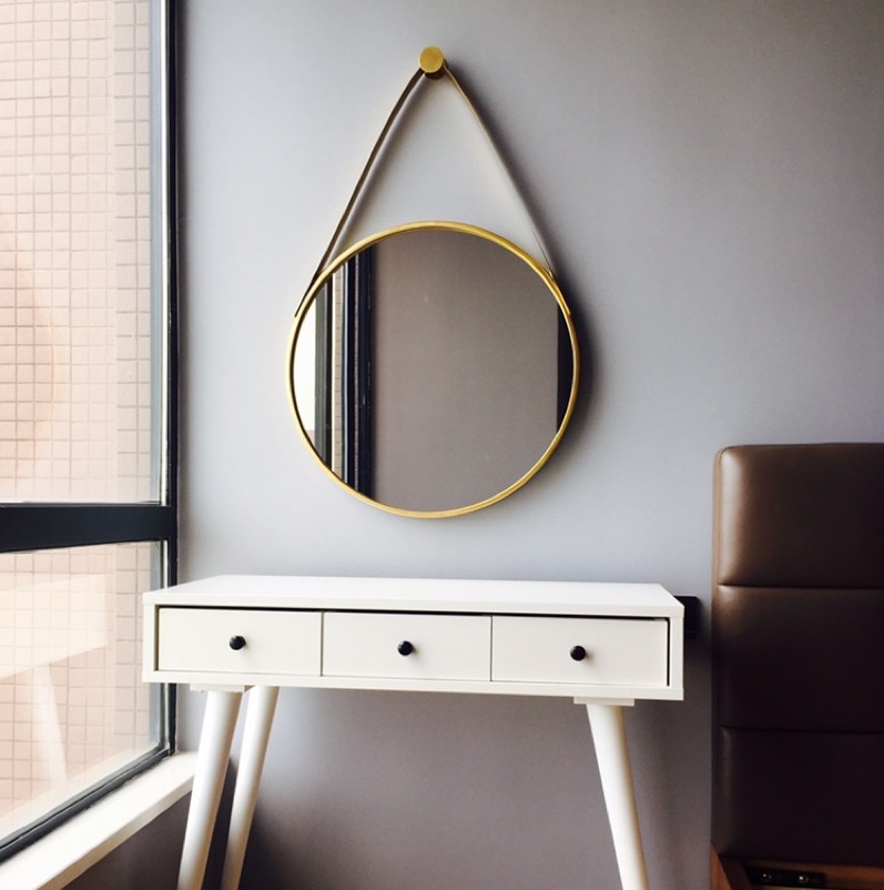 Nordic Office Hanging Mirror Bathroom Mirror Hanging Mirror Bathroom Round Mirror Cosmetic Mirror Wall-mounted Round Mirror Decorative Mirror-Taobao