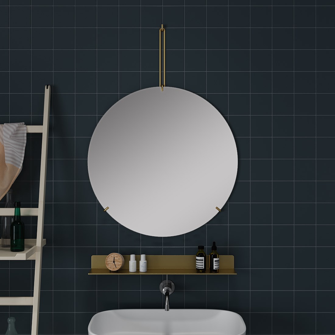 Nordic Borderless Wall-mounted Bathroom Mirror Toilet Wall-mounted Round Mirror Decorative Mirror Door Rear Mirror Sunguan Mirror Cosmetic Mirror-Taobao