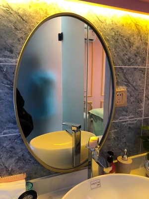 Nordic Oval Bathroom Mirror Iron Art Wall-mounted Mirror Bedroom Dresser Cosmetic Mirror Light Lavish Minimalist Toilet Mirror-Taobao