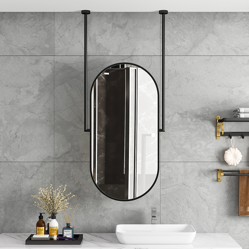 Nordic Oval Ceiling Pendant Mirror Hotel Toilet Suspended Double Pole Luminous Smart Mirror Folk Bathroom Mirror-Taobao