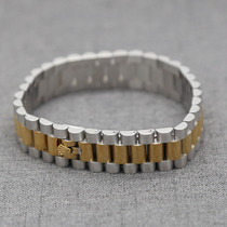 Three beads with Crown Presidential Gold hip-hop titanium steel bracelet oyster plate buckle workmanship exquisite mens boutique