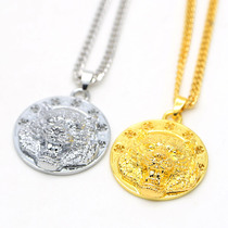 Stereo domineering round tiger head alloy pendant hip hop Hip Hop Hip Hop necklace tiger head pendant