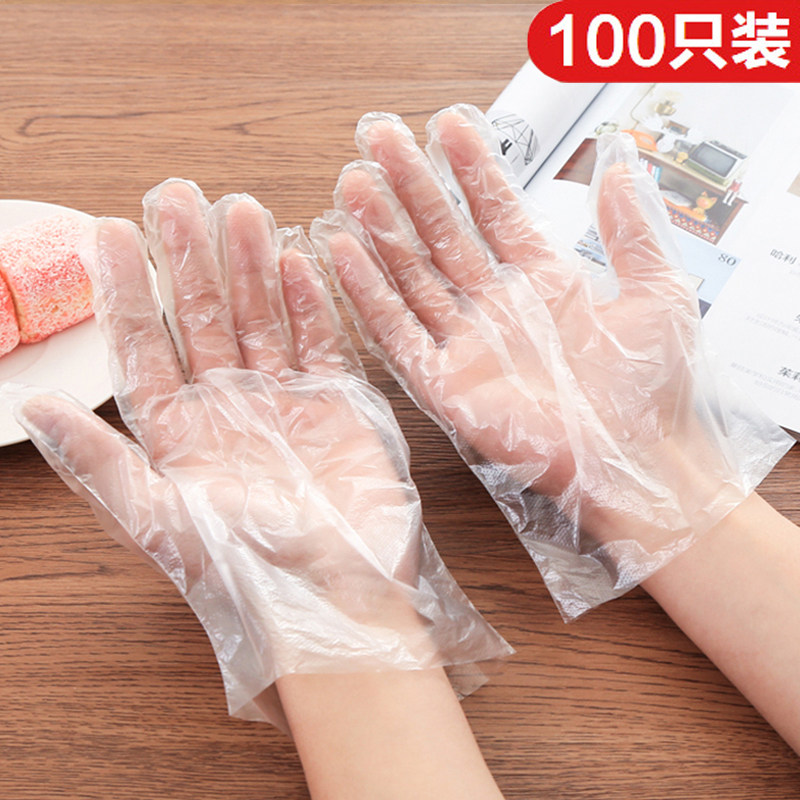100 disposable gloves Transparent PE film gloves catering clean and cosmetic hair care