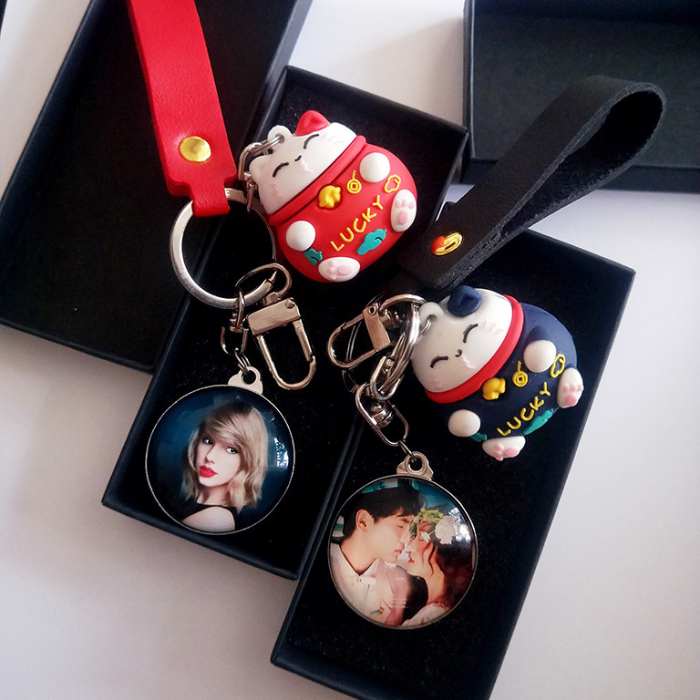 Crystal Key Buckle Photo Bifacial Custom Couple Diy Phone Hanging Accessories Personality Creative Graduates Day Gift Boxes