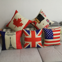 Cotton linen sofa pillow British style car waist back chair cushion Office pillow Jacket with core