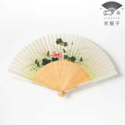 Beijing Fan) Twelve Flower God Series Chinese Style Women's Antiquities Hanfu Accessories Gifts Handmade Yuzhu Folding Fan