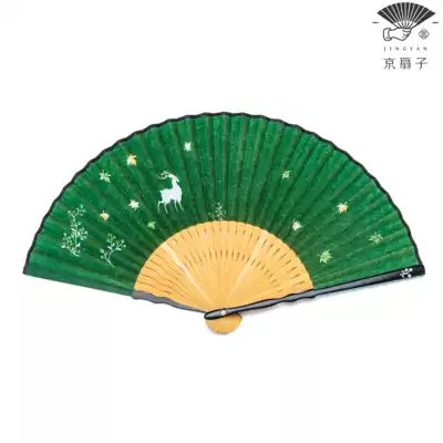 Beijing Fan) Lu Lin Qiuyu Fan Handmade Plant Paper Silk Folding Fan Ancient Wind Summer Hanfu Accessories Women's Style