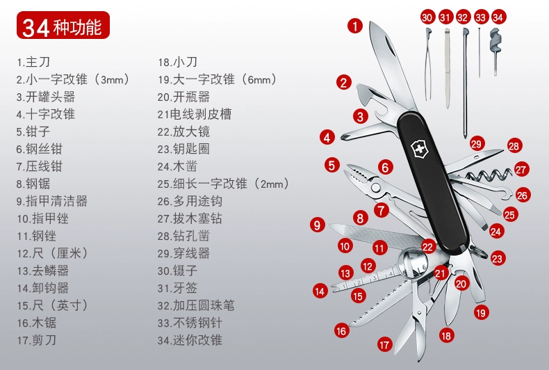 Victorinox chính hãng dao quân đội Thụy Sĩ chính hãng Counter dao gấp chính hãng Nhập khẩu dao anh hùng Thụy Sĩ 1.6795.3