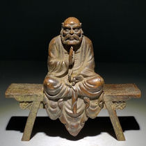 Rural return old objects Bodhidharma Patriarch Buddha statue copper bench Buddha old bronze statue antique second-hand ornaments collection