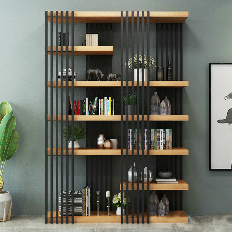 Wrought iron industrial style creative bookshelf screen partition office simple storage cabinet shelf decorative display stand