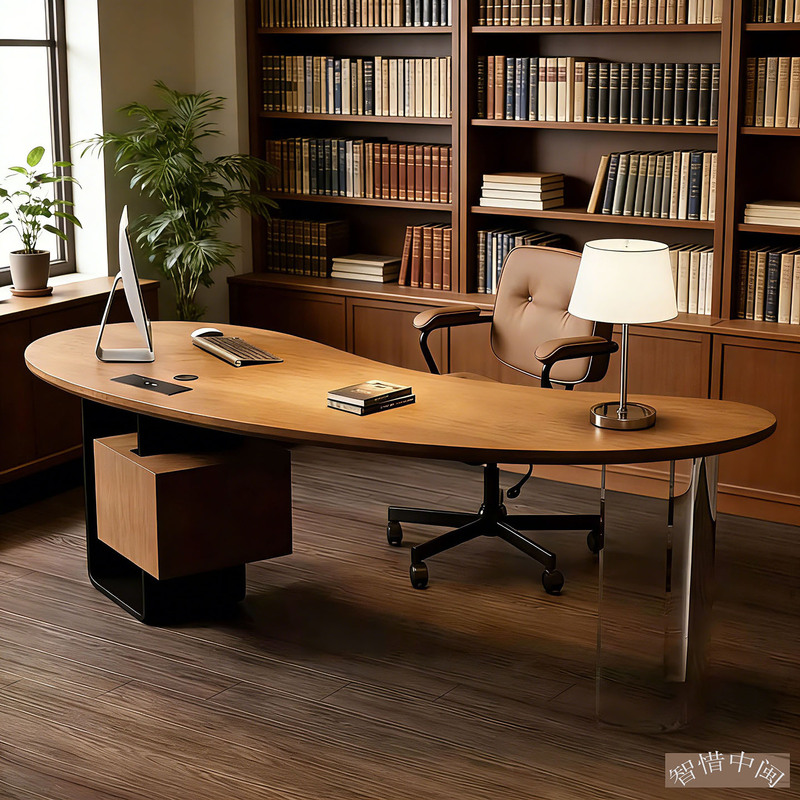 Solid Wood Computer Desk Boss Desk Executive Office Workbench Home High-End Special-Shaped Antique-Style Desk