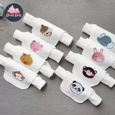 Baby gauze sweating towel breathable sweat absorbing bamboo cotton embroidery sweat towel baby small back towel four-layer yarn