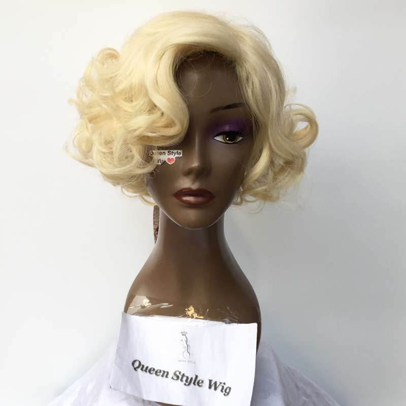 New Full Wig Marilyn Monroe Style Cosplay Stage Performance Retro Masquerade Light Blonde Wig Set
