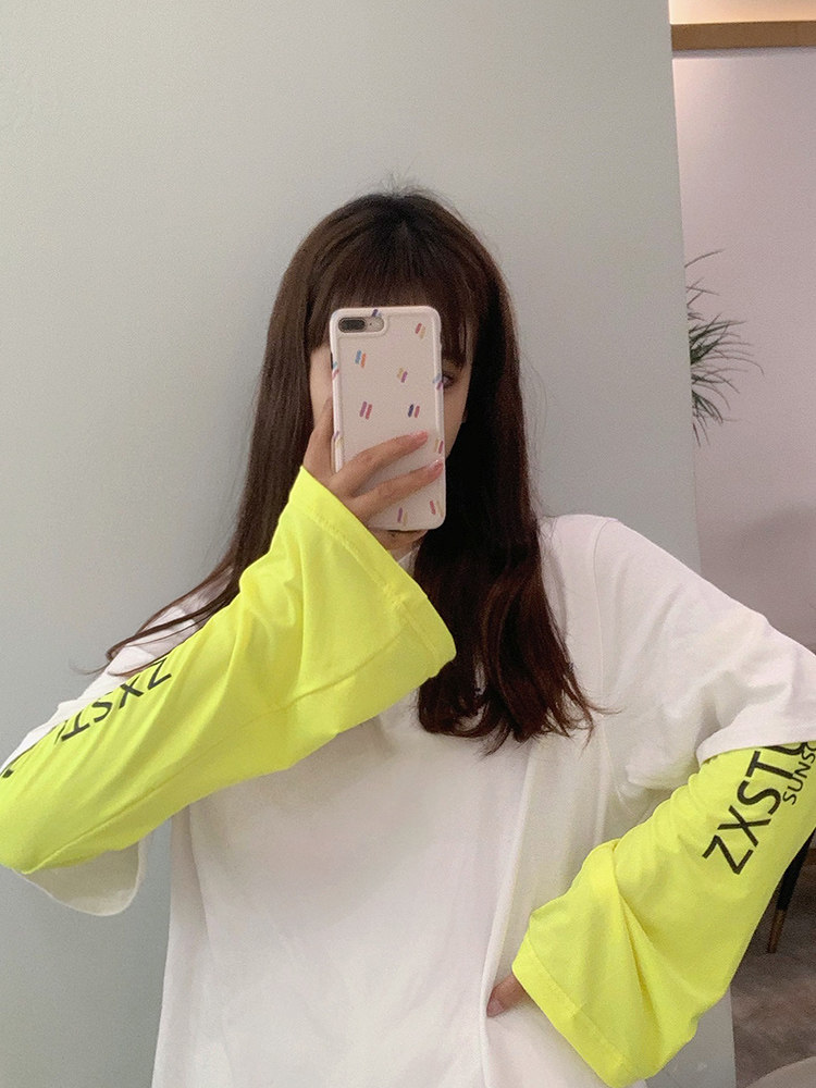 Day Department Sports Wind Sun Protection Ice Silk Cuff Jacket Woman Long Version Loose Slim Arm Jacket Male summer bicycling arm 100 hitch