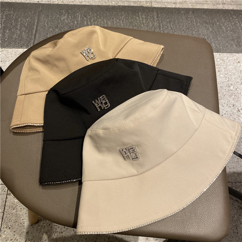 Korean rhinestone solid color bucket hat female summer and autumn sunshade sun protection basin hat all-match Japanese tide brand fisherman hat