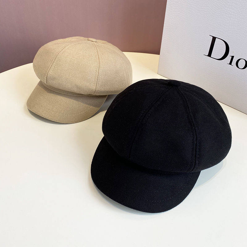Korean version of literature and art Japanese cotton and linen octagonal hat female spring and summer leisure all-match British retro beret painter hat newsboy