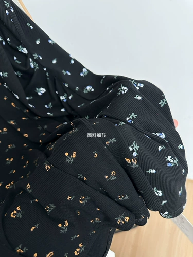 Черное летнее платье-комбинация, короткая юбка, приталенное платье, в корейском стиле, цветочный принт, высокая талия