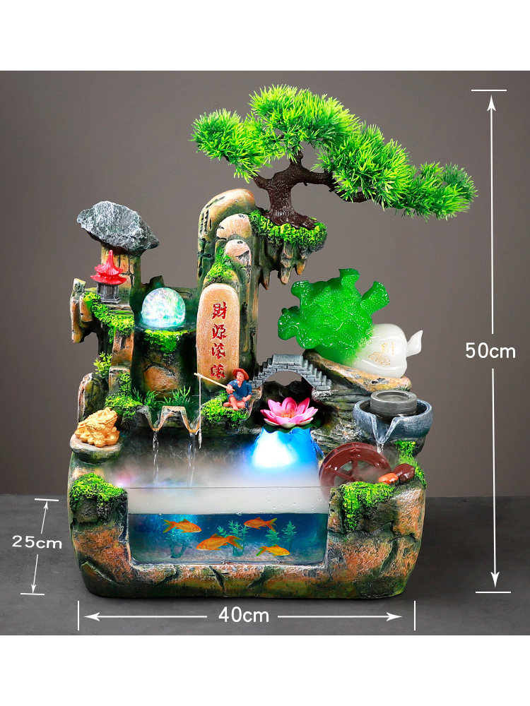 Small fish tank living room with oxygen desktop self-circulating water household lucky creative office landscaping decoration