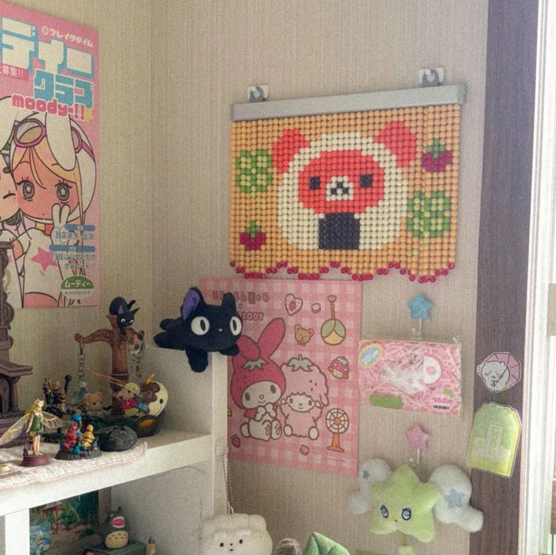 Cartoon Beaded Door Curtain Material Kit Japanese and Korean Vintage Store Handmade DIY Decorative Hanging Curtain Entrance Partition Curtain