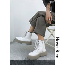 HAVERICE simple and handsome all-match Martin boots translucent bottom thick-soled booties 2021 autumn new