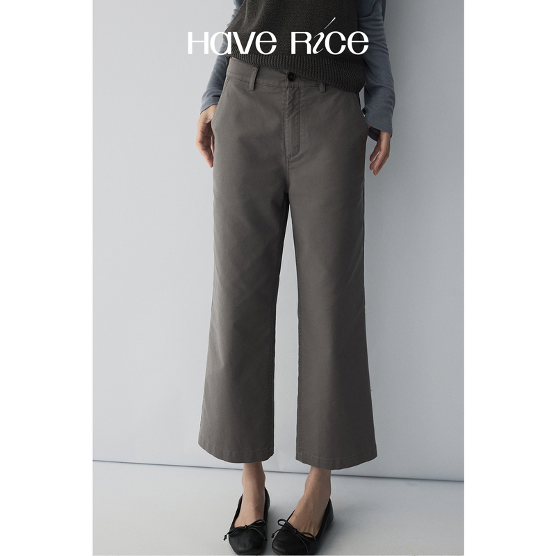 Haverice Restaurant Capri Pants 100% Cotton Cropped Flared Smart Casual Slimming Comfortable Pants for Women Haverice Restaurant Capri Pants 100% Cotton Cropped Flared Smart Casual Slimming Comfortable Pants for Women