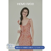 HAVERICE Restaurant Dancing Rose New Floral French Temperament Waist Bias Cut Fairy Skirt Dress