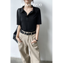 HAVERICE RESTAURANT PACKSPRING Lean Force Max majoring in black V collar polo shirt T-Shirt Summer