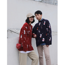  HAVERICE store (clearance)Couple Christmas jacquard loose sweater 