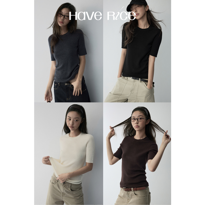 Haverice Restaurant German Yangzi Yarn 100% Merino Wool Seamless High-Tech Base Layer Mid-Sleeve Knitwear Haverice Restaurant German Yangzi Yarn 100% Merino Wool Seamless High-Tech Base Layer Mid-Sleeve Knitwear