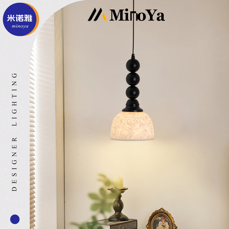 French-Style Vintage Bedroom Bedside Chandelier, Master Bedroom Dining Room Foyer Bar Counter Retro Ceramic Adjustable Small Pendant Light French-Style Vintage Bedroom Bedside Chandelier, Master Bedroom Dining Room Foyer Bar Counter Retro Ceramic Adjustable Small Pendant Light