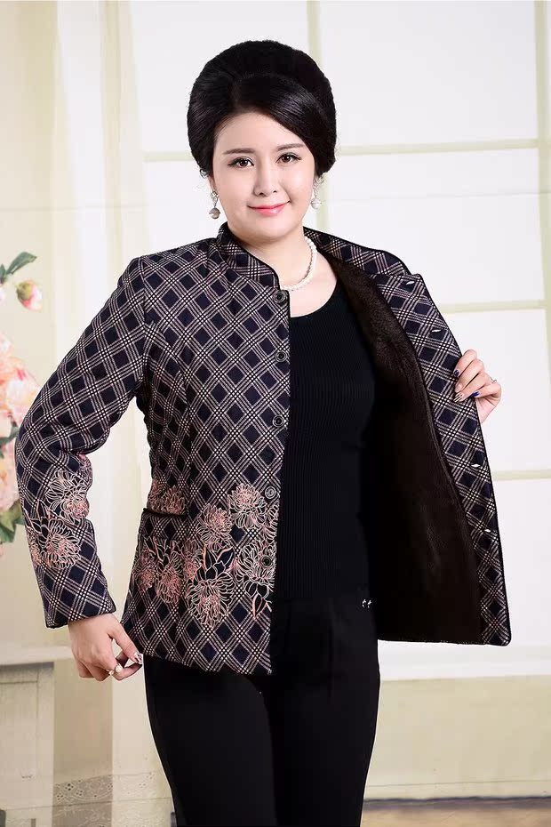 Phụ nữ trung niên mùa thu và mùa đông quần áo cotton dày áo khoác mẹ áo khoác ngắn áo khoác cũ áo ấm cotton nhỏ cháu gái áo kiểu tuổi trung niên