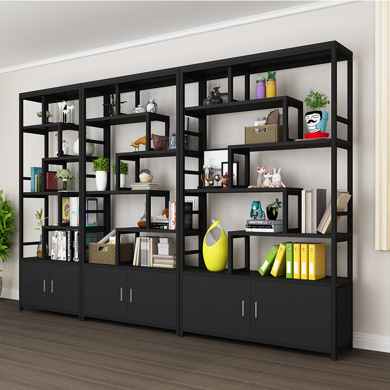 Minimalist Modern Bookshelf Landing Partition Shelf Living Room Shelf Multilayer Composition Show Shelf Irons Shelf Iron Art