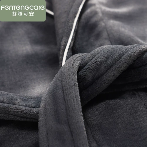 Коралловый бархатный демисезонный утепленный банный халат, зимняя длинная удерживающая тепло фланелевая пижама